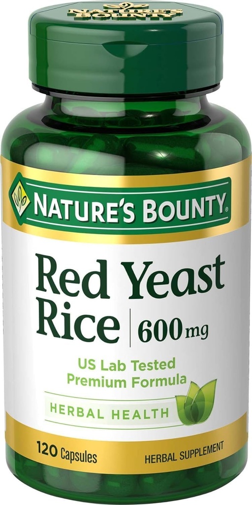 Nature 's Bounty Red Yeast Rice Pills and Herbal Health Supplement, Kosttilskud, 600mg, 120 kapsler