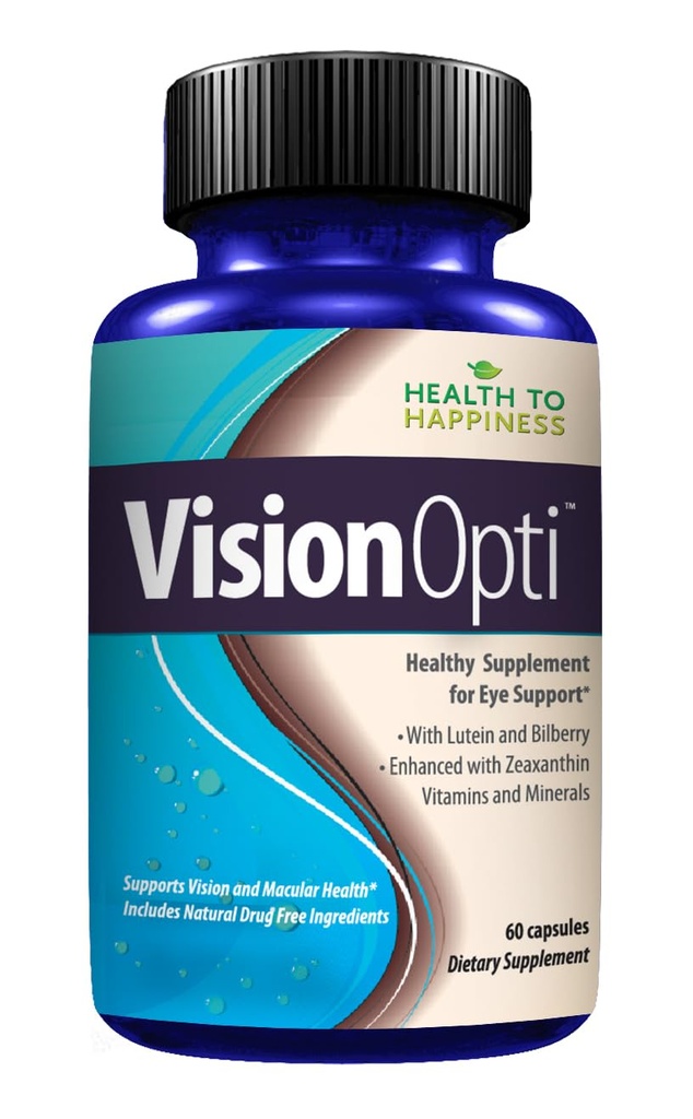 Vision Opti - Eye Health Supplement med Lutein, Zeaxanthin, Selenium, Zink, og Vitamin A & C; 124; 60 kapsler