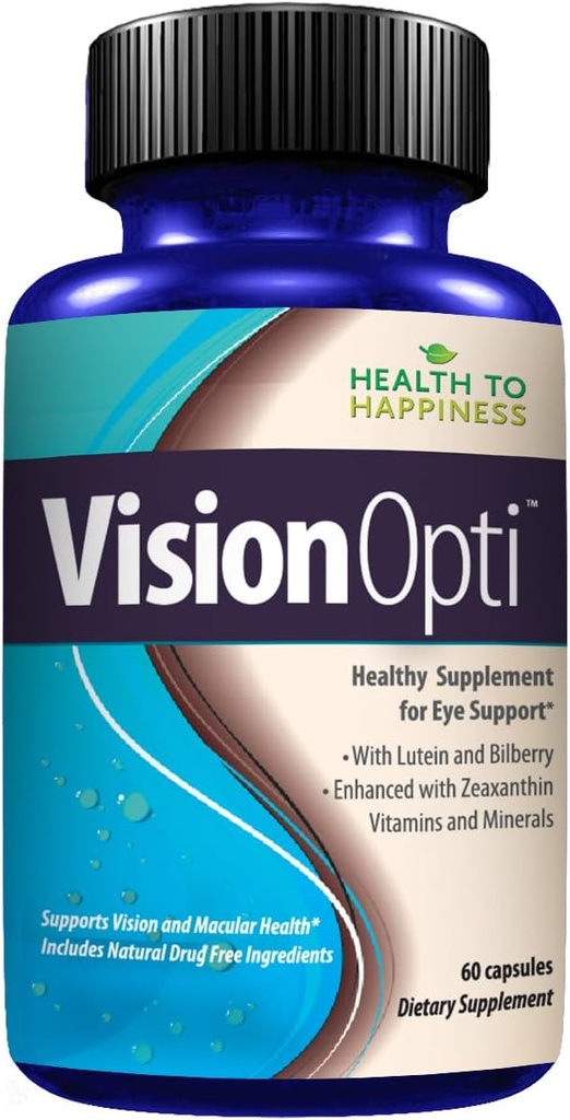 Vision Opti - Eye Health Supplement med Lutein, Zeaxanthin, Selenium, Zink, og Vitamin A & C; 124; 60 kapsler