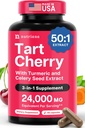 3 i 1 Tart Cherry Uddrag kapsler med gurkemeje & Selleri frø til Feet & fælles støtte Urisyre Flush Rense & Rensning piller, 60 Veggie kapsler fremstillet i USA