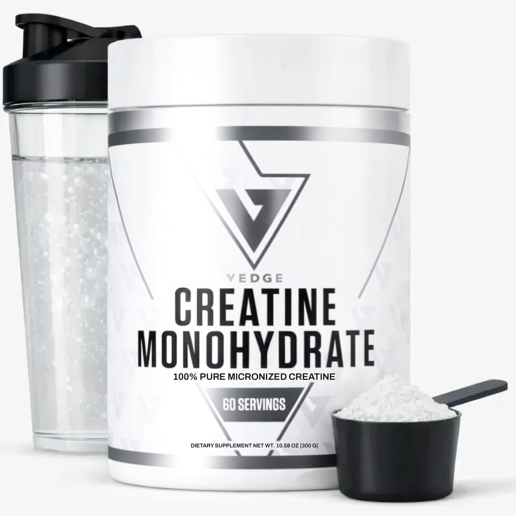 VEDGE Vegan Creatine Powder, 5 g Creatine Monohydrate, Micronized Unflavored Creatine Powder, Plant Based Creatine for Women and Men, Gluten Free, Made in USA, 30 Servings