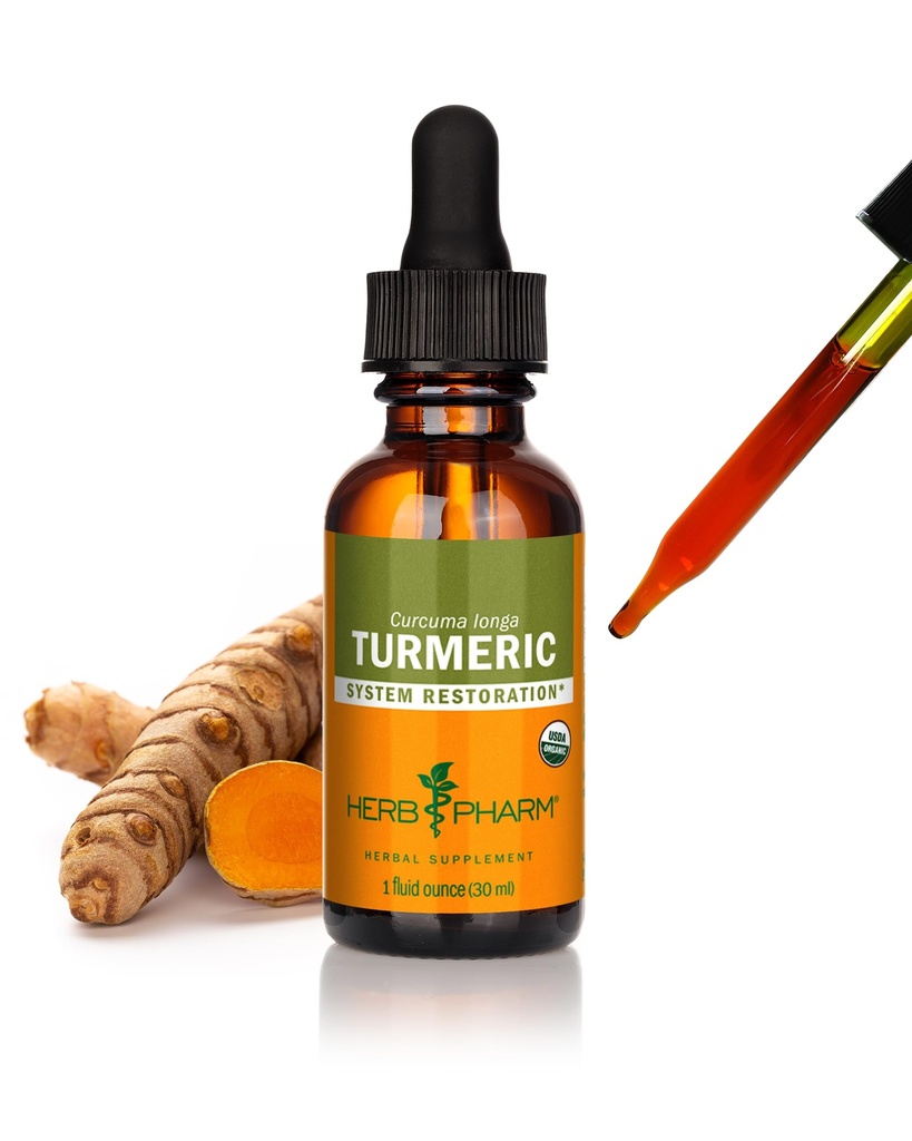 Herb Pharm Certified Organic Gurkemeje Root Extract for Muskuloskeletale System Support - 1 Ounce (DTURM01)