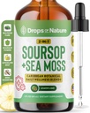 Soursop med Sea Moss Liquid Supplement - Mere koncentreret end Sea Moss Gel - Let blandes med drikkevarer - Soursop Bitters Liquid Drops til hydrering og immunforsvar (Lemon Lime, 60ml)