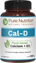 Pure Nutrition Cal D - Plant baseret Calcium med VIT D3 K2 & Magnesium--124; 120 Tabs - 124; 500mg Vegan Calcium per Servering • 124; Algae Calcium Supplement for ben sundhed