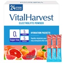 24 Sticks Electrolytes Powder Packets 7 Flavors Sugar Free Hydration Packets Liquid Daily IV Drink Mix, Low Sodium, Grapefruit
