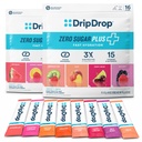 DripDrop Zero Sugar Plus - Sugar Free Hydration Packets - Raspberry Lemonade, Watermelon, Tangerine, Tropical Punch, Strawberry Kiwi, Peach, Cherry Limeade, Wild Berry - 32 Sticks
