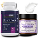 Joint Support UltraMary+(90 Capsules)+Magnesium Body Butter(4.23oz) Glucosamine 1500mg,Chondroitin, MSM, Turmeric & Boswellia–Muscle & Joint Relief Combo, Lavender Scent–Articulaciones & Músculos