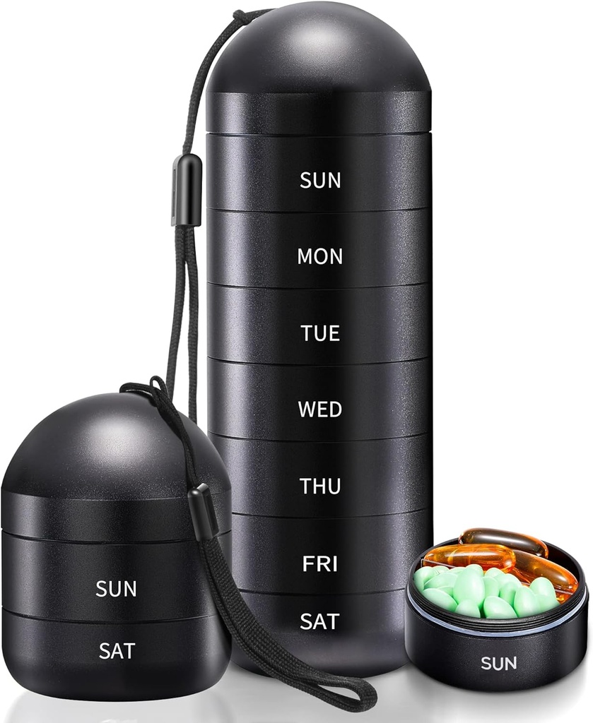 Zannaki Ugentlig Pill Organizer 7 Dag 2 gange om dagen, Portable Metal Travel Vandtæt AM PM Pill Box, Stor Pill Case Container, BPA Gratis Daglig Medicin Organizer Holder for Vitamin, Fiskeolie, tillæg