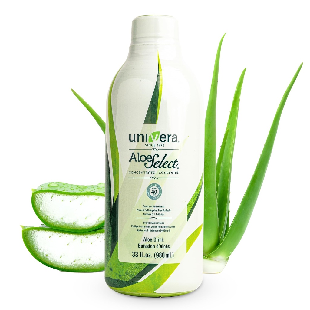 Universa Aloe Vera Juice, Preminum Organic Aloe Vera, 10% Polysaccharide Retention, fordøjelsesenzymer til Gut Health, immunforsvar & Gut Health, Aloe Flavor - 30 dages forsyning (33 fl oz)