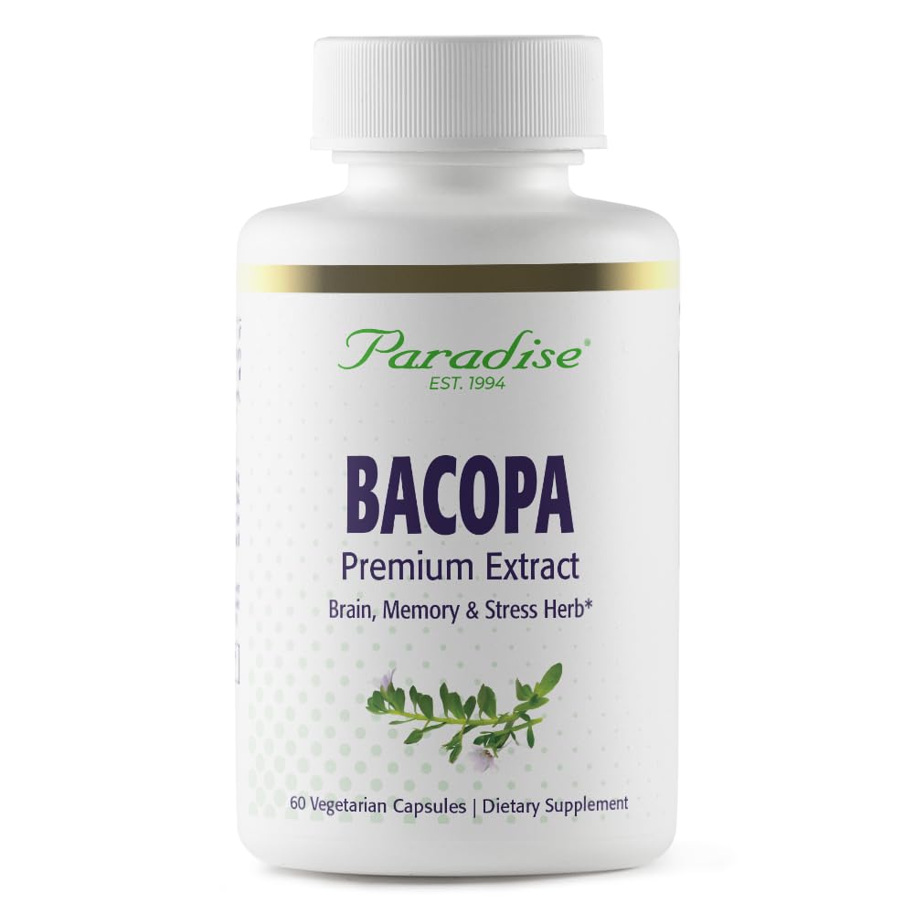 Paradise Herbs Bacopa Extract, Vegan, Non-GMO, Gluten Free, 60 Capsules