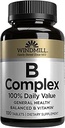 Windmill Natural Vitaminer B Complex (100% daglig værdi), Boost Energy Production and Promote Metabolisme, 100 Tablets, 100 Servere