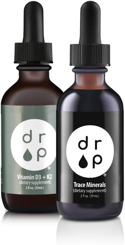 Drop Kosttilskud Organic Trace Minerals Electrolyte Drops and Vitamin D3 + K2 Drops Bundle