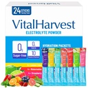 24 Sticks Electrolytes Powder Packets 7 Flavors Sugar Free Hydration Packets Liquid Daily IV Drink Mix, Low Sodium, Lemon Lime, Watermelon, Strawberry, Grape, Grapefruit, Lemon Cucumber, Mint