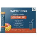 Hydralyte Leverstøtte + Electrolyte Mix med mælk tidsel, gurkemeje, Ingefær, Prickly Pære, Green Tea Extract Formuleret til hurtig rehydrering (Ananas Mango Ginger, 20 Pakker)