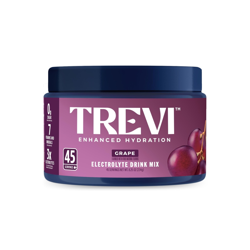 TREVI™ Everyday Sugar Free Electrolytes - Essential Drink Mix Hydration Powder Multi Serving Tub - 45 Serving - Grape