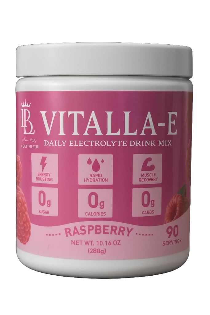 VITALLA-E Replenisher Daily Electrolyte Powder Drink Mix - Sugar Free – Raspberry, 90 Servings – Hydration Powder w/ 6 Key Electrolytes and Trace Minerals – Keto Friendly, Vegan, Non-GMO (CF Ultima)