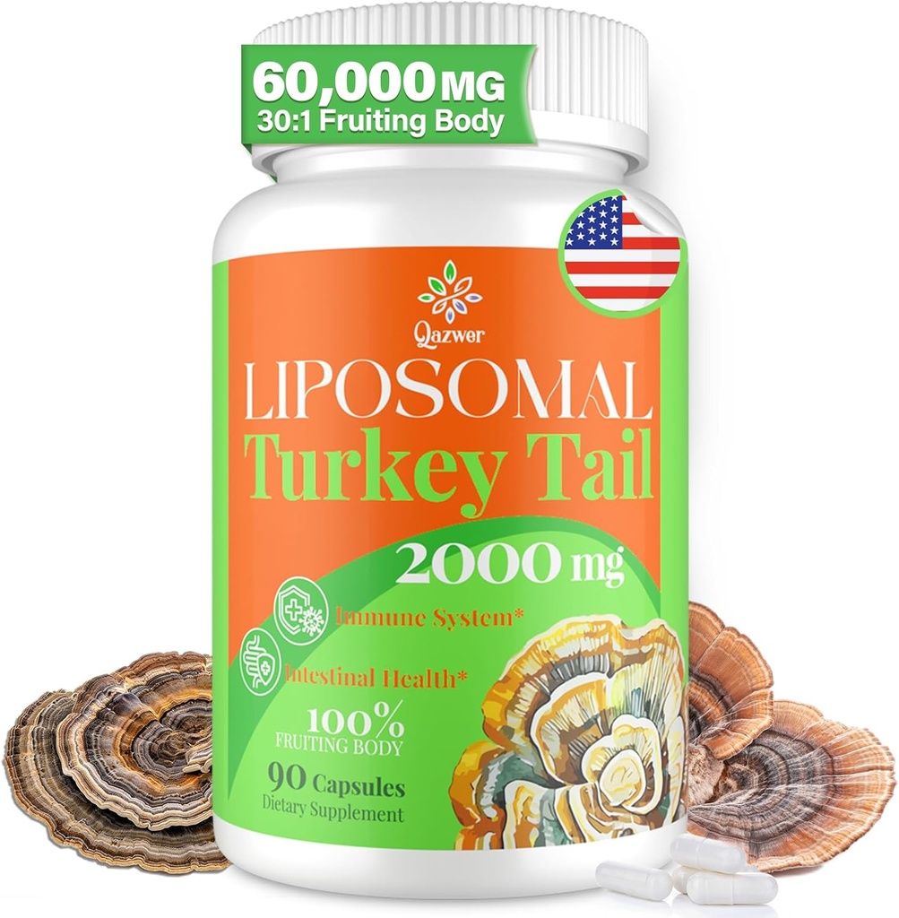 Liposomal Tyrkiet Tail Mushroom Kapsler, Høj Absorption Økologisk Tyrkiet Tail Mushroom Extract 2000MG