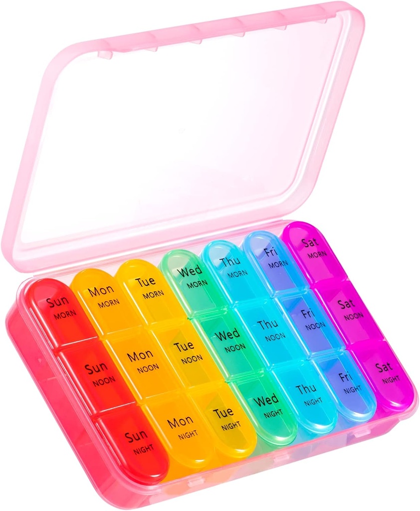 Asprink Pill Organizer 3 gange om dagen - Weekly / Daily Pill Box 7 Day Medicine Organizer, Stor Pill Case Pill Box 3 gange om dagen, Travel Pill Organizer, at holde vitaminer, Medicin