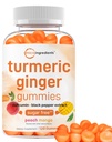 Turmeric Ginger Gummies, 120 Count | Sugar Free Peach Mango Flavored | Extra Strength Curcumin with Black Pepper for Enhanced Absorption | Non-GMO