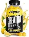 Creatinine Monohydrat Gummies - Creatinine Gummies for Mænd og Kvinder - Muskelvækst, Styrke, & Inddrivelse - Vegan, Non- GMO, & Gluten- Free - Natural Lemon Flavor - (30 Servering, 120 Greve)