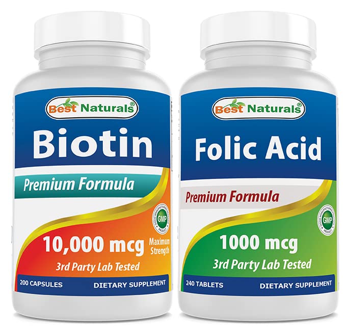 Best Naturals Biotin 10,000 Mcg & Folic Acid 1000 mcg