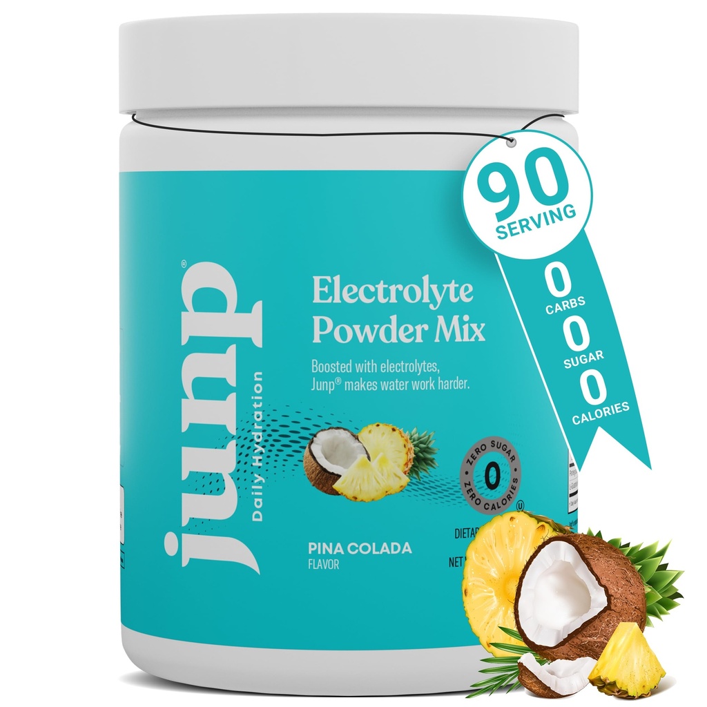 JUNP Electrolytes Powder No Sugar No Carbs - Pina Colada Coconut Ananas Keto Electrolyte Drink Mix - Kalium & Salt Hydration Powder Electrolytes - Zero Calorie Sugar Free Electrolyte Powder 90ct