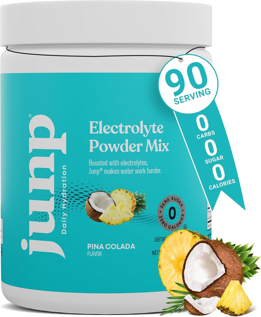 JUNP Electrolytes Powder No Sugar No Carbs - Pina Colada Coconut Ananas Keto Electrolyte Drink Mix - Kalium & Salt Hydration Powder Electrolytes - Zero Calorie Sugar Free Electrolyte Powder 90ct
