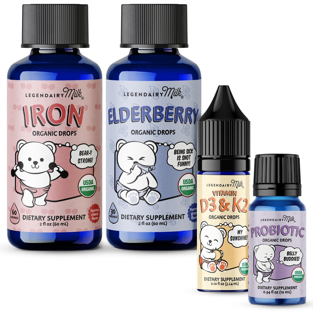 Legendairy Milk Complete Baby Wellness Vitamin Drops Bundle Ages 6 Months+