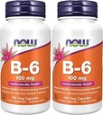 NU Kosttilskud, vitamin B- 6 (Pyridoxin HCl) 100 mg, cardiovaskulær sundhed *, 100 Veg kapsler (pakning med 2)