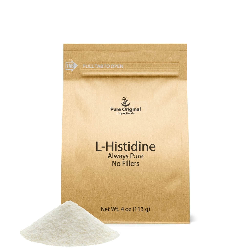 PURE ORIGINALSKE INGREDIENSER L- Histidin Powder 4 oz, Aminosyretilskud, ingen tilsætningsstoffer, Altid Pure