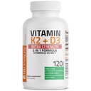 Bronson vitamin K2 (MK7) med D3 Extra Strength Supplement Bone and Heart Health Non- GMO Formel 10.000 IE vitamin D3 & 120 mcg vitamin K2 MK- 7 Let at synke vitamin D & K, 120 kapsler