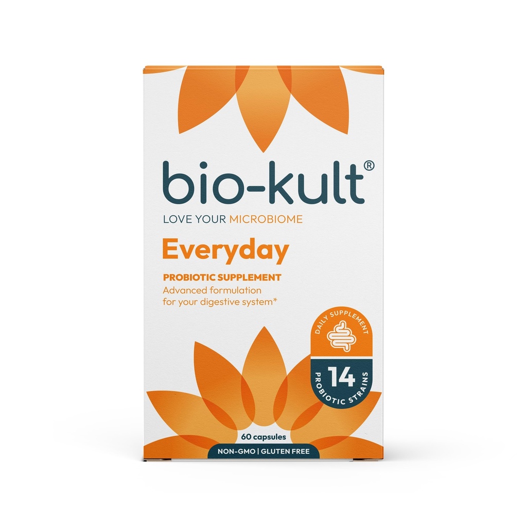 Bio- Kult Gut Health Probiotic Supplement, 14 Probiotika til kvinder & mænd, immunforsvar, fordøjelsessygdomme, Shelf- Stable, Non- GMO og Gluten- Free, Kapsler, 60 Greve (pakke med 1)