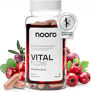 noro Vital Flow Advanced Blood Circulation Supplement med nitrogenoxid Boost, vitamin D3, Magnesium, Probiotisk Blend, Veins Support Non- GMO og Gluten Free 60 Kapsler