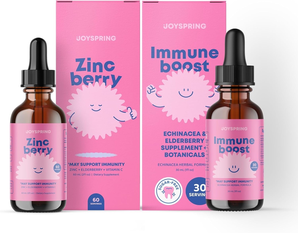 JoySpring Zink med C-vitamin Liquid Supplement immunforsvar for børn, 1 fl oz