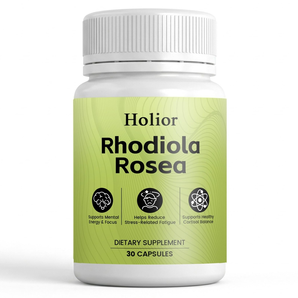 Holior Rhodiola Rosea Capsules, Rhodiola Extract Supplement for Man and Women, Supports Healthy Cortisol, Non-GMO, Gluten-Free, 30 Capsules (1pcs)