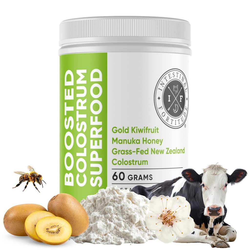 Intestinal Fortitude Boostet Colostrum Superfood Kosttilskud: Grass- Fed New Zealand Bovin Colostrum, Guld Kiwifruit, Manuka Honey, for fordøjelse, immunsystem, og Gut Sundhed (150 Bedste)