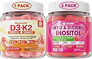 Bundle: D3-vitamin K2 Fyldt Gummies & Inositol Gummies Ideal 40: 1 Ratio Myo & D- Chiro