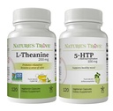 Nature 's Trove L- Theanine 200mg 120 Vegetariske Kapsler & 5- HTP 100mg 120 Vegetariske Kapsler - Rolig & sund Mood Stack