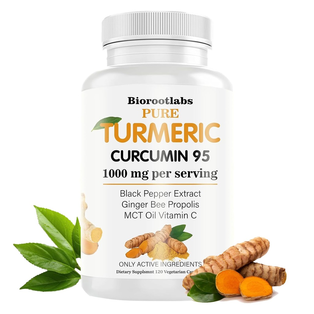 Turmeric Curcumin Supplement - 95% Curcuminoids with Bee Propolis, Ginger & Black Pepper - Enhanced with Vitamin C (1pc)