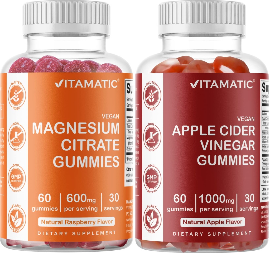 Vitamatisk Magnesium & Apple Cider Vinegar Gummies - 60 Vegansk greve hver