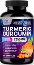 Turmeric Curcumin Supplement - 1750mg Organic Turmeric Per Serving - 95% Curcuminoids, Ginger & BioPerine Black Pepper for Best Absorption - Natural Vegan Joint Support, Bottled in USA - 360 Capsules