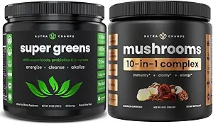 NutraChamps Super Green & Super Mushrooms: Ultimate Brain, Gut & Body Boost