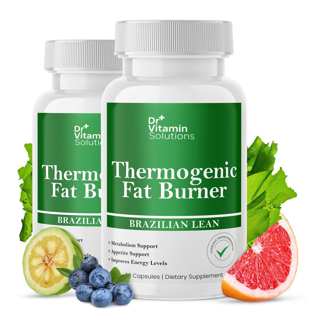 DR VITAMIN LØSNING Termogent fedt brænder for kvinder og mænd - Appetite Suppressant for vægttab - Inkluderer grøn te Ekstrakter til Bloat Relief - Metabolisme Booster - pakke med 2