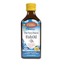 Carlson - The Very Finest Fish Oil + D3, 1600 mg Omega- 3s, 50 mcg (2000 IE) D3- vitamin, flydende fiskeolie og D3- tillæg, Norwegian, Wild Caught, Sustainable Sourced, Lemon, 200 ml (6,7 Fl Oz)