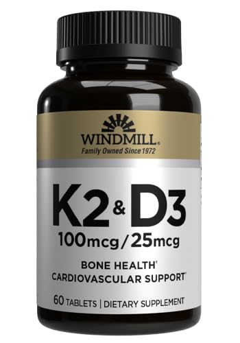 Windmill Natural Vitamins Vitamin K (K-2 Menaquinone-7, 100mcg) 60 Tablets (Pack of 3)