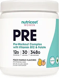 Nutricost Pre- workout pulver til kvinder, Peach Mango, 30 Servere
