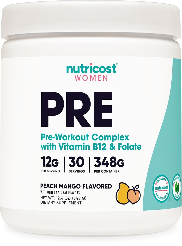 Nutricost Pre- workout pulver til kvinder, Peach Mango, 30 Servere
