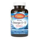 Carlson Omega-3 + D, 600 mg Omega-3s with EPA & DHA + 2,000 IU Vitamin D3, Wild-Caught Fish Oil, Norwegian-Sourced Omega-3 Supplement, Heart, Brain & Bone Support, 50 Soft Gels