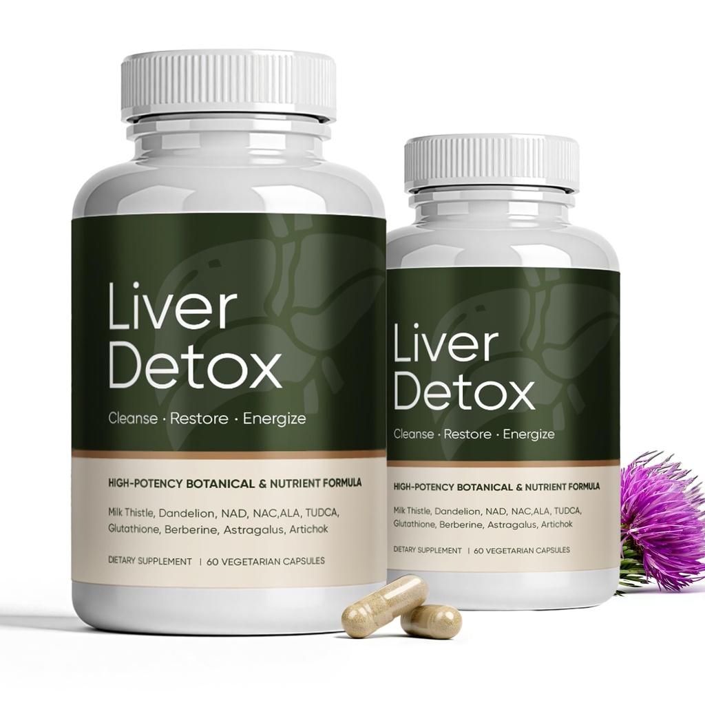Liver Cleanse Detox & Repair, 2pcs Milk Thistle, NAC, TUDCA, Glutathione & Dandelion Root – Natural Liver Function Formula –2x60 Capsules