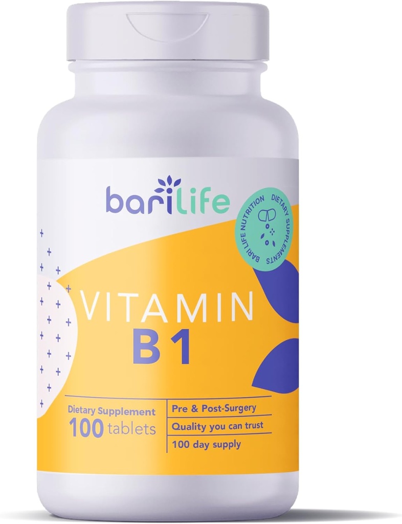 Bari Life Vitamin B1 100 mg tabletter, thiamin, thiamin, kosttilskud (100 tabletter)